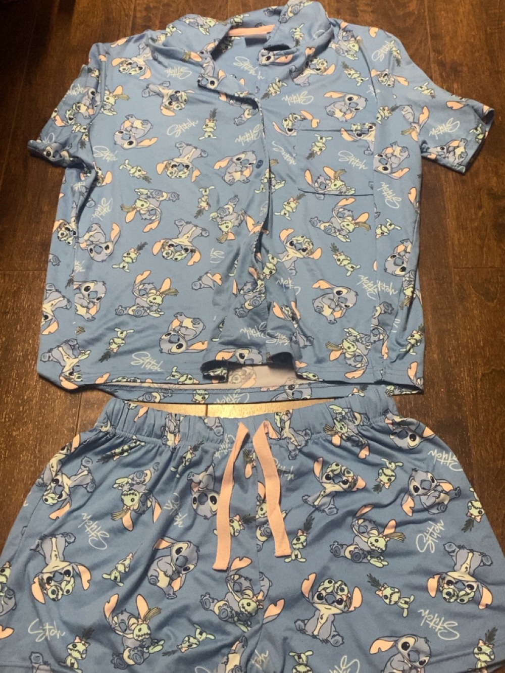 Kids Blue Stitch Print Pajama Set - Disney